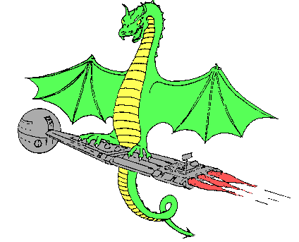 The Starward Bound club logo: A dragon perched atop a spaceship